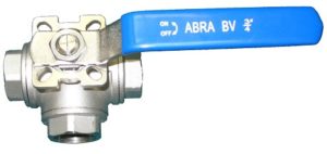 Кран шаровой резьба с ISO фл.трехходовой SS316 ABRA-BV15-065 L-порт