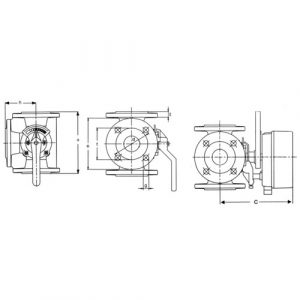 Клапан Honeywell 3-х ходовой поворотный, PN6, DN200, Kvs1600, 2…130 °C