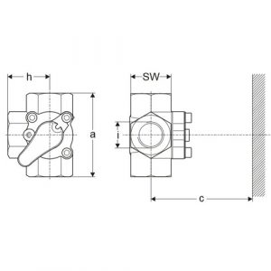 Клапан Honeywell 3-х ходовой поворотный, PN6, DN25, Kvs10, 2…110 °C