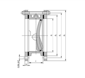 Клапан обратный поворотный Abra 19ч21бр Ду150 Ру16 чугун межфланцевый
