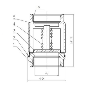 Клапан обратный пружинный Abra D12-H12W-1000-040 Ду40 Ру40 резьбовой