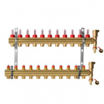 Коллекторная группа FHF-11RF, с расходомерами, с воздухоотводчиками, с кронштейнами, Ридан, 11 выходов