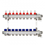 Комплект коллекторов Ридан SSM-9RF set с расходомерами и кронштейнами, 9 контуров