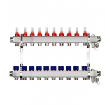 Комплект коллекторов Ридан SSM-10RF set с расходомерами и кронштейнами, 10 контуров