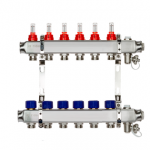 Комплект коллекторов Ридан SSM-6RF set с расходомерами и кронштейнами, 6 контуров