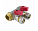 Коллектор лат шар/к красн 3/4″ м/р 2в Дн16 обжим мп 35мм Aquasfera 7016-01