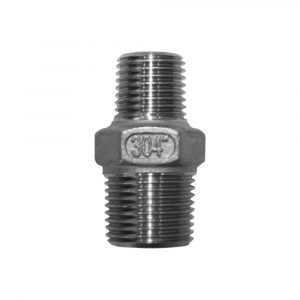 Ниппель резьбовой переходной нержавеющий Newkey, AISI304 DN20 х DN15 (3/4″ х 1/2″), (CF8), PN16