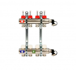 Коллекторная группа Uni-fitt 1″ х 3 выхода 3/4″ с расходомерами и термостатическими вентилями