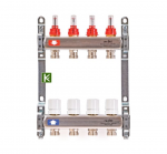 Коллекторная группа Uni-fitt 1″ х 7 выходов 3/4″ с расходомерами и термостатическими вентилями без конц, нерж. сталь