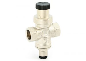 Редуктор давления Uni-fitt 1/2″ В 1-4 бар PN15 COMPACT с отверстием под радиальный манометр 1/4″ никел.