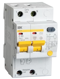 Выключатель автоматический дифференциального тока IEK 2п 3.5мод. C 40А 100мА тип AC 4.5кА АД-12