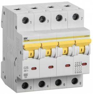 Выключатель автоматический модульный IEK 4п C 25А 6кА ВА47-60M