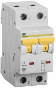 Выключатель автоматический модульный IEK 2п C 4А 6кА ВА47-60M