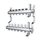 Коллектор Royal Thermo нерж. в сборе универсальный 1″ ВР-3/4″ НР с автомат. воздухоотвод-ми 9 вых.