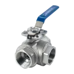Кран шаровый трехходовой (T-тип) нержавеющий, AISI304 DN50 (2″), (CF8), PN40