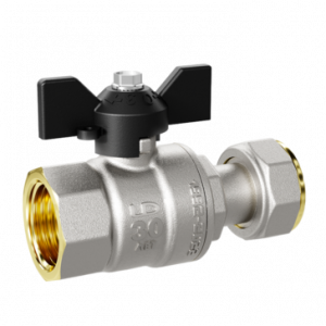 Кран шаровой латунный LD Pride 47.15.В-НкГк.У.Б Ду15 Ру40 угловой, с накидной гайкой (бабочка)