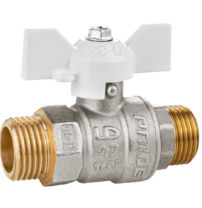 Кран шаровый латунный LD никелированный 11б27п1 Ду20 Ру40 (3/4′) НР/НР бабочка