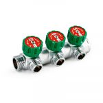 Коллектор Uni-fit НВ 3/4″ 4 х 1/2″ 45 мм с выходами под 90′, хромированный с вентилями